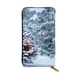 Snow Sleigh Xmas Tree Printed Leather Long Wallet with 12 Card Slots Zipper Wallet for Men and Women, Weihnachtsbaum Schnee, Einheitsgröße von MKNAZ