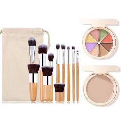 Contouring Palette, MKNZOME 8 Farben Concealer Palette mit Make Up Pinselsets Color Corrector Concealer Makeup Palette Schminke Geschenk für Frauen und Mädchen von MKNZOME