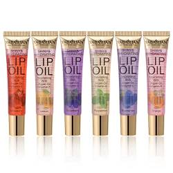 Lip Glow Oil, MKNZOME 6 Stück Hydrating Lip Oil Glossy Lip Gloss Lippenöl Nicht Klebriges Lippe Glühöl Makeup Geschenke für Lippenpflege und Langanhaltend Pflegende Lippen von MKNZOME