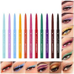 Liquid Eyeliner Bunt, MKNZOME 12 Farben Eyeliner Flüssig Wasserfest Eyeliner Stift Langlebiger Eyeliner Augen Make-up Geschenkset für Cosplay, Täglichen Gebrauch, Halloween, Weihnachten Party von MKNZOME