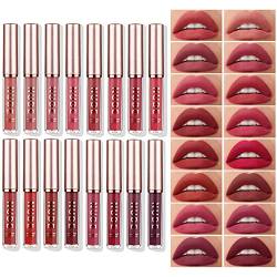 MKNZOME Flüssiger Lippenstift Set, 16 Farben Matte Ink Wasserfest Langlebiger Make Up Lipgloss Set Antihaft Tasse Nicht Lipstick Lippentönung Schminke Geschenk für Frauen Mädchen von MKNZOME