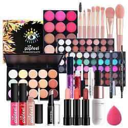 Professionelles Make-up Sets, MKNZOME 24St Schminke Starter Kit mit Schminktasche Tragbare Reise Makeup Paletten Kosmetik Lidschatten Lipgloss Geburtstags Weihnachten Geschenkset von MKNZOME