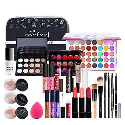 Professionelles Make-up Sets, MKNZOME 27St Schminke Starter Kit mit Schminktasche Tragbare Reise Makeup Paletten Kosmetik Lidschatten Lipgloss Geburtstags Weihnachten Geschenkset von MKNZOME