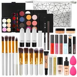 Professionelles Make-up Sets, MKNZOME 35St Schminke Starter Kit mit Schminktasche Tragbare Reise Makeup Paletten Kosmetik Lidschatten Lipgloss Geburtstags Weihnachten Geschenkset von MKNZOME