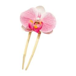 Blumen-Haarspangen für Damen, chinesischer Stil, Perlen-Orchideen-Blumen-Haarnadel, Stoff-Haarteile, Haarschmuck, Blumen-Clip, Blumenkopfschmuck von MLEHN