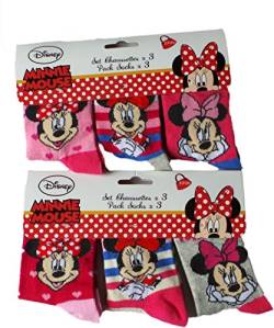 MLS Kids Disney Minnie Maus Socken 6er Pack - Minnie - Herzen Streifen Lachen - Grau/Rosa/Pink/Mehrfarbig - Bundle by von MLS Kids