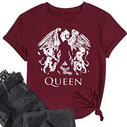 10 lustige Hühner-T-Shirts für Frauen Sommer Bauern Geschenk Tops Patchwork Rundhalsausschnitt Kurzarm T-Shirt, weinrot, Groß von MLZHAN