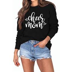 Cheer Mom Sweatshirts für Frauen Sweatshirt für Mama Rundhalsausschnitt Langarm Casual Harajuku Hoodie Tops, Schwarz, S von MLZHAN