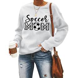Damen Sport Kpop Sweatshirts Fußball Mutter Tag Fußball Hoodie Tops Weiblich Harajuku Langarmshirts Mantel, Weiß, Medium von MLZHAN