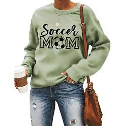 Damen Sport Kpop Sweatshirts Fußball Mutter Tag Fußball Hoodie Tops Weiblich Harajuku Langarmshirts Mantel, olivgrün, Small von MLZHAN