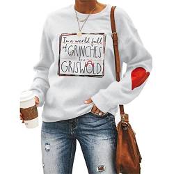 Damen Weihnachts-Sweatshirts Griswold Kpop Harajuku Hoodie Langarm mit rotem Herz Tops, Weiss/opulenter Garten, L von MLZHAN