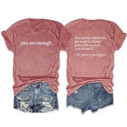 Dear Person Behind Me The World is A Better Letter Print Frauen T-Shirts Sommer You are Enough Harajuku Tops T-Shirts, Roségold 2, Mittel von MLZHAN