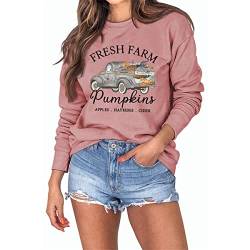 Fresh Farm Pumpkins Apples Hayrides Cider Halloween Frauen Sweatshirts Vintage Kürbisse Auto Grafik Hoodie Tops, Roségold, S von MLZHAN