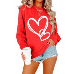 MLZHAN Damen Valentinstag Grafik Langarm Sweatshirts Lustiges Paar Passendes süßes Valentinstagsgeschenk für Sie Sweatshirt, Rot/Ausflug, einfarbig (Getaway Solids), XXL von MLZHAN