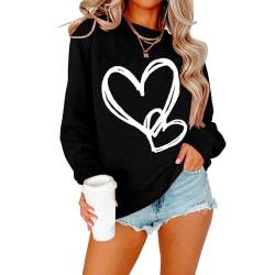 MLZHAN Damen Valentinstag Grafik Langarm Sweatshirts Lustiges Paar Passendes süßes Valentinstagsgeschenk für Sie Sweatshirt, Schwarz, L von MLZHAN