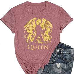 Vintage Shirts für Frauen Rock Band Musik Tees Tops Sommer Casual Fashion Musiker Retro Kurzarm Geschenk T-Shirt, Roségold 3, X-Groß von MLZHAN