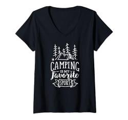 Damen Camping ist mein Lieblingssport - Explorer T-Shirt mit V-Ausschnitt von MM Squad