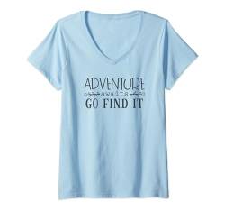 Damen Das Abenteuer erwartet Find It - Explorer T-Shirt mit V-Ausschnitt von MM Squad