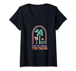 Damen Finde mich unter den Palmen - Fun Summer T-Shirt mit V-Ausschnitt von MM Squad