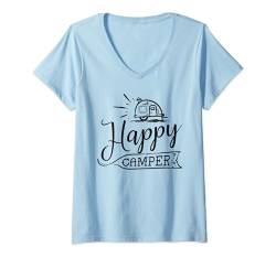 Damen Happy Camper - Entdecker T-Shirt mit V-Ausschnitt von MM Squad