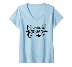 Damen Mermaid Squad - Lustiger Sommer T-Shirt mit V-Ausschnitt von MM Squad