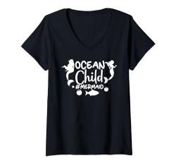 Damen Ocean Child - Lustiger Sommer T-Shirt mit V-Ausschnitt von MM Squad