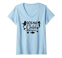 Damen Ocean Child Mermaid - Lustiger Sommer T-Shirt mit V-Ausschnitt von MM Squad