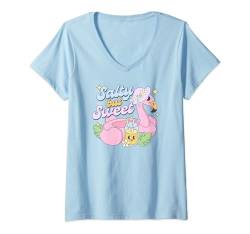 Damen Salty But Sweet - Lustiger Sommer-Flamingo T-Shirt mit V-Ausschnitt von MM Squad
