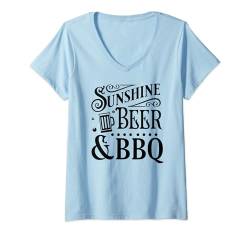 Damen Sunshine Beer And BBQ — Lustiger Sommer T-Shirt mit V-Ausschnitt von MM Squad