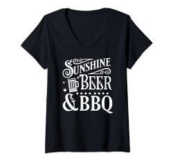 Damen Sunshine Beer und BBQ - Fun Summer T-Shirt mit V-Ausschnitt von MM Squad