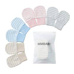 4 Paare Neugeborenen Handschuhe,Babyhandschuhe aus Baumwolle als Neugeborenen Handschuhe, No Scratch Fäustlinge Handschuhe Babyhandschuhe Keine (0-6 Monate, 4 Packstreifen) von MMBABY