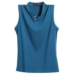 Herren Tagless Workout Gym Muskel Athletic Running Wandern Active Tank Top Ärmellos T-Shirts Baumwolle T-Shirts für Männer, blau, 58 von MMOOVV