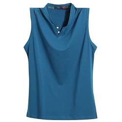 Herren Tagless Workout Gym Muskel Athletic Running Wandern Active Tank Top Ärmellos T-Shirts Baumwolle T-Shirts für Männer, blau, XXXXX-Large von MMOOVV