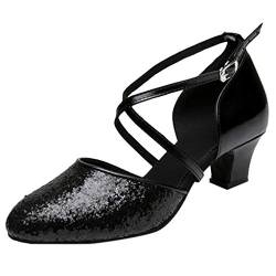 MMOOVV Damen Tanzschuhe Hoher Absatz Standard Latein Ballsaal Rumba Waltz Prom Salsa Tanzschuhe Square Dance Schuhe Sandalen Ausgestelltes Heel Super-Satin Latein Strass Tanzschuhe von MMOOVV