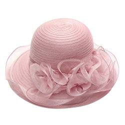 MMOOVV Damenhut Eleganter Organza-Kirchen-Brautteeparty-Hochzeitsfest-Hut (Rosa) von MMOOVV