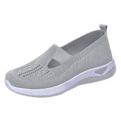 MMOOVV Damenschuhe atmungsaktive,Slip-on Sneakers, Fußgewölbeunterstützung Schuhe Für Damen Sneaker (Grey, 39) von MMOOVV