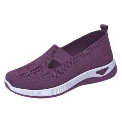 MMOOVV Damenschuhe atmungsaktive,Slip-on Sneakers, Fußgewölbeunterstützung Schuhe Für Damen Sneaker (Purple, 41) von MMOOVV