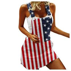 MMOOVV Herren Damen American Flag Denim Bib Overall Shorts Strampler Independence Day Kleidung Kleid Festlich Damen Weihnachten von MMOOVV