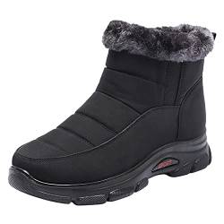 MMOOVV Ladies Flat Warm Boots schlupfstiefel damen winter Velvet Zipper Damenstiefel Warme High Top Schneestiefel für Damen aus Fleece (Black, 41) von MMOOVV