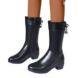 MMOOVV Praktische Damen Gummistiefel mit Profilsohle und Reißverschluss, Wasserdicht und Stilvoll in Schwarz (Black, 41) von MMOOVV