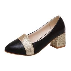 MMOOVV Schwarze Schuhe, goldene Schuhe, Silberne Schuhe, Freizeitschuhe, mittelhohe Schuhe, das Farbdesign ist Nicht eintönig Schuhe für Frühling und Sommer (Black, 39) von MMOOVV