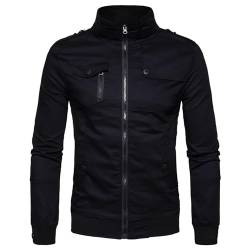 MMOOVV Sweatjacke Herren Stehkragen Fleecejacke Herbst Winter Weich Übergangsjacke mit mehrerer Farbe (Black, XXL) von MMOOVV