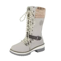 MMOOVV Waden-Winterstiefel Outdoor Mid Warm Durable Boots Schneestiefel Stiefel für Damen Thermische Damenstiefel Damen Overknees Hoch (Beige, 38) von MMOOVV