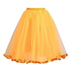 Rock Karneval Puffrock Tutu Rock Damen einfarbiger mehrschichtiger Netzrock (Orange, M) von MMOOVV