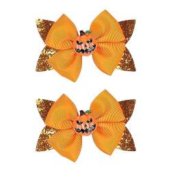 Sonnenblumen Haarspange Gruseliger Halloween-Haarschmuck für Mädchen, Kürbis-Katzen-Schleifenklammern, 2 Stück Haarspangen Schwarz Metall (E, One Size) von MMOOVV