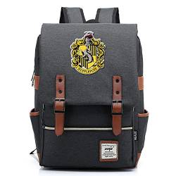 MMZ Harry Potter Rucksack für Jungen Leichte Büchertasche Kinder Lunch Bag Hufflepuff Dunkelgrau von MMZ