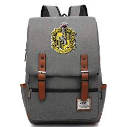 MMZ Harry Potter Rucksack für Jungen Leichte Büchertasche Multifunktionale Lunch-Tasche für Kinder Hufflepuff Grey von MMZ