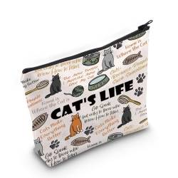 Geschenk für Katzenliebhaber, Make-up-Tasche mit Reißverschluss für Katzenbesitzer, Katzen-Dame, Katzenleben, Medium von MNIGIU