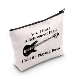 MNIGIU Geschenk für Gitarrenliebhaber, mit Aufschrift "Yes I Have A Retirement Plan, Make-up-Tasche, Ruhestandsgeschenk, Kollegen, Geschenk für Gitarrenspieler, Abschiedsgeschenk, Bass von MNIGIU
