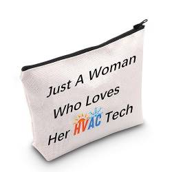 MNIGIU Lustiges Techniker-Liebhaber-Geschenk, lustige Make-up-Tasche mit Aufschrift "Just A Woman Who Loves Her Hvac Tech", HVAC Tech von MNIGIU